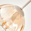 Sand-coloured cluster ceiling light Koyoto with 5 amber and clear glass shades
