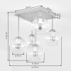 Cluster ceiling light Koyoto with five modern amber rippled glass shades
