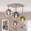 Modern cluster ceiling light Gastor with four blue and green glass shades