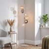 Cluster floor lamp Koyoto with six amber, chrome, smoke-coloured and clear glass shades