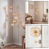 Modern Globe floor lamp Koyoto with six clear and amber round glass shades