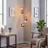 Modern cluster floor lamp Koyoto with six chrome, smoke-coloured and amber glass shades
