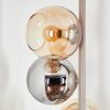 Modern cluster floor lamp Koyoto with six chrome, smoke-coloured and amber glass shades