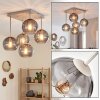 Cluster ceiling light Koyoto with five smoke glass shades for the dining table