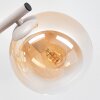 Modern wall light Gastor with three round glass shades in smoke, amber and clear