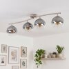 Modern Cluster ceiling light Koyoto with 4 smoke-coloured shades on a curved bar