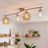 Modern Curved-Bar Ceiling Light Koyoto with Four Amber and Clear Glass Shades