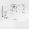 Modern Curved-Bar Ceiling Light Koyoto with Four Amber and Clear Glass Shades