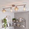 Modern Globe ceiling light Koyoto with four amber and clear glass shades