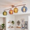 Globe Ceiling Light Koyoto with 4 colourful glass shades in blue, green, gold and copper