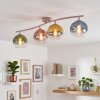 Modern globe ceiling light Koyoto with curved bar and 4 round shades
