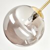 Cluster ceiling light Chehalis with five smoke-coloured glass shades, modern brass frame