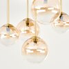 Modern cluster ceiling light Chehalis with five round amber and clear glass shades