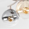 Modern Globe Ceiling Light Gastor with two spherical amber and smoke-coloured glass shades