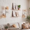 Wall light Koyoto set of 2 with three amber and clear glass shades for the couch