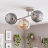 Retro Cluster Ceiling Light Koyoto with three smoke and amber glass shades
