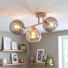 Retro Cluster Ceiling Light Koyoto with three smoke and amber glass shades