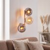 Modern Cluster Wall Light Gastor with Vertical Smoke and Amber Glass Shades, 3-Light