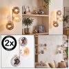Cluster Wall Light Gastor, 2-Piece Set with Three Vertical Smoke and Amber Glass Shades