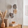 Cluster wall light Koyoto with three round amber, smoke and clear rippled glass shades