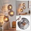 Modern Cluster Wall Light Koyoto with Three Round Smoke Glass Shades, sand frame