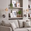 Modern globe wall light Koyoto, 2-piece set, three stacked glass shades, beside a mirror