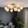 Modern Cluster ceiling light Chehalis, 12-light with white ribbed glass shades