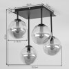 Modern cluster ceiling light Gastor with 4 amber, smoke and clear glass shades ø 15 cm