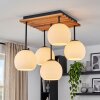 Boho Cluster Ceiling Light Koyoto with white glass shades, Ecru slatted canopy