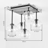 Modern Cluster Ceiling Light Koyoto with ecru wooden canopy and five suspended shades