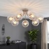 Modern Cluster Ceiling Light Koyoto with 7 Clear Rippled Glass Shades, E14