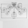 Modern Cluster Ceiling Light Koyoto with 7 Clear Rippled Glass Shades, E14