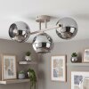Modern cluster ceiling light Koyoto, 3 smoke-coloured glass shades, frame in sand