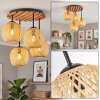 Cluster ceiling light Basto with four round woven ecru bamboo shades, Boho Style
