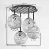 Cluster ceiling light Basto with four round woven ecru bamboo shades, Boho Style