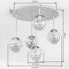 Modern Cluster ceiling light Chehalis with five amber glass shades in staggered heights