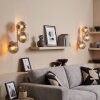 Modern sand-coloured globe wall light Koyoto, 2-piece set with three vertical glass shades