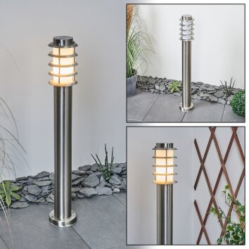 Modern Path Light with Multi-Ring Louver Shade, Matt Nickel, for the House Entrance