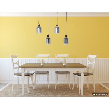 NOWA Ando 4-light height-adjustable pendant light E27 88.5 cm for dining room
