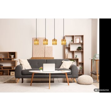 NOWA Leeds Modern 4-Light Pendant Light E14, 87 cm Length for Dining Room and Hallway