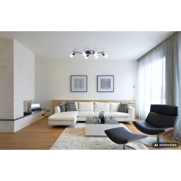 NOWA Loxy oblong 6-light ceiling light, modern design for dining room and hallway