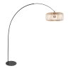 Steinhauer Curve modern arched floor lamp with woven shade, E27 for living room