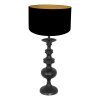 Steinhauer Ornate Table Lamp Lyons with wood pedestal and gold-lined black fabric shade