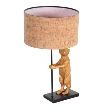 Steinhauer Modern Bear Table Lamp Animaux with Standing Bear Figurine and Beige Cork Shade