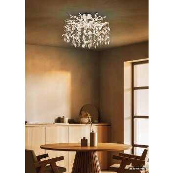 Globo Danna 8-light modern ceiling light, Ø 61 cm, round decorative leaf design