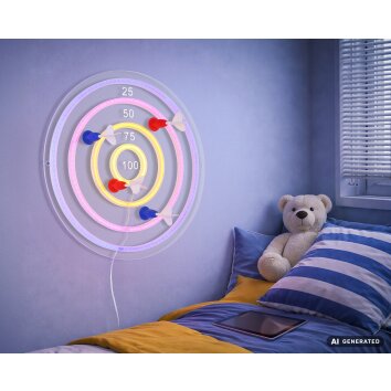 Globo Darteri LED Dartboard Neon Wall Light for Kids Room and Playroom ø 46 cm