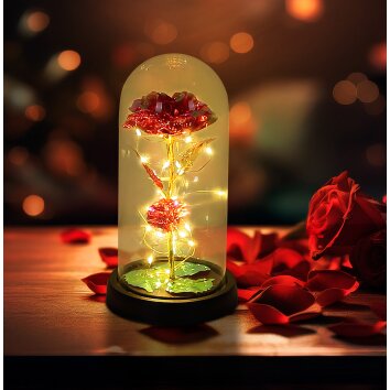 Globo Rosalina LED decorative light rose in glass dome, 20-light, 2900 K