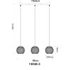 Globo Andre 3-Light Globe Pendant Light for Dining Room and Kitchen, E27, 90 cm