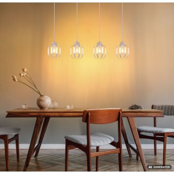 Globo Arlen 4-light dining room pendant light E27 100 cm cage design modern retro
