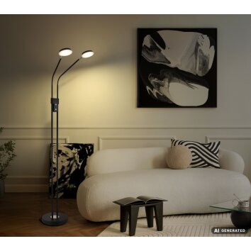 Globo Silvio LED floor lamp, 2-light reading lamp for living room, modern, 173 cm